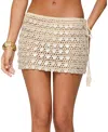 Edikted Alora Open Stitch Paillette Cover-up Miniskirt In Neutral