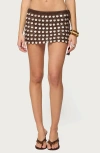 Edikted Alora Iridescent Open Stitch Miniskirt In Brown