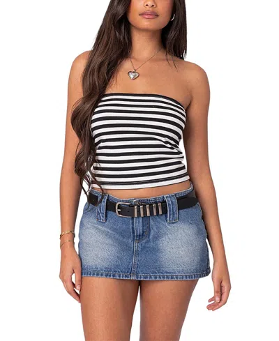 Edikted Alta Striped Tube Top In Black And White