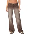 Edikted Alysse Low Rise Wide Leg Jeans In Brown Washed