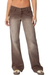 Edikted Alysse Low Rise Wide Leg Jeans In Brown-washed