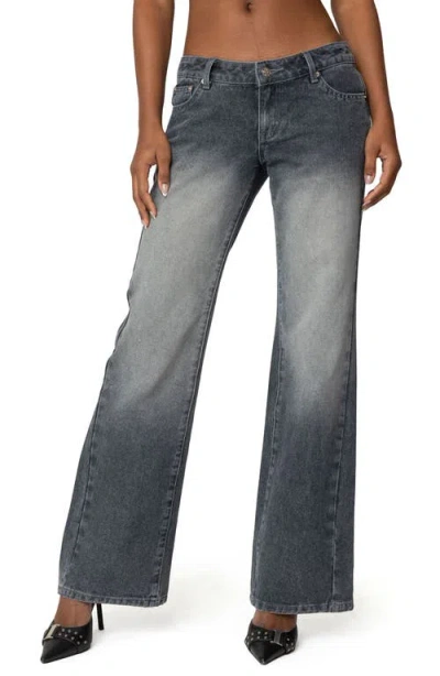 Edikted Alysse Low Rise Wide Leg Jeans In Gray-washed