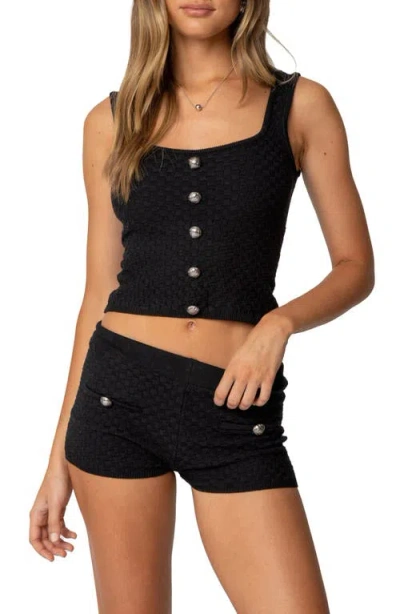 Edikted Amalie Crop Knit Tank In Black