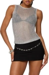 Edikted Amalya Shiny Open Stitch Mesh Tank
