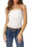 Edikted Amarelle Lacey Gathered Tube Top In White