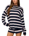 Edikted Amaris Stripe Oversize Cotton Sweatshirt In Blue