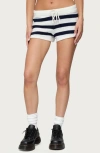 Edikted Amaris Stripe Drawstring Cotton Shorts In Blue
