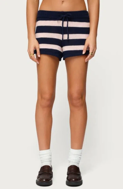 Edikted Amaris Stripe Drawstring Cotton Shorts In Multi