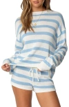 Edikted Amaris Stripe Oversize Cotton Sweater In Light-blue