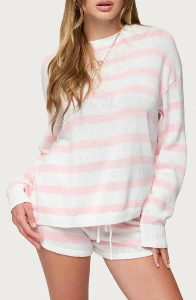 Edikted Amaris Stripe Oversize Sweater In Pink