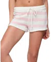 Edikted Amaris Stripe Cotton Knit Shorts In White
