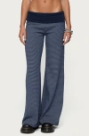 Edikted Amarna Striped Fold Over Pants In Blue