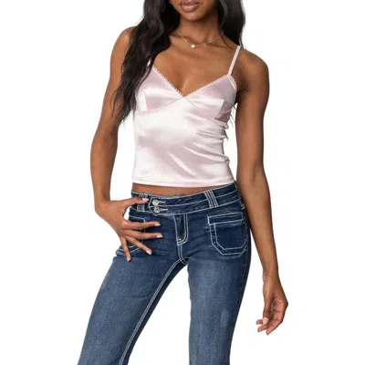 Edikted Amelie Stretch Satin Camisole In Light-pink