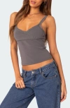 Edikted Amilia Lace Trim Tank In Dark Gray