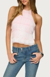 Edikted Amit Tiered Chiffon Halter Top In Light/pink, Women's At Urban Outfitters