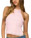 Edikted Amit Tiered Chiffon Halter Top In Light/pink, Women's At Urban Outfitters In Pink