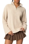 Edikted Amour High Neck Oversized Zip Sweater In Beige