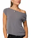 Edikted Anabella Off The Shoulder T-shirt In Gray