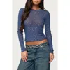 Edikted Anari Embellished Mesh Top In Blue