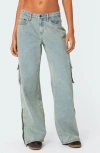 Edikted Andi Low Rise Cargo Jeans In Light-blue