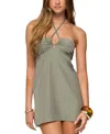 Edikted Anetta Keyhole Halter Mini Dress In Green