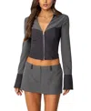 Edikted Angela Colorblock Corset Zip Top In Gray