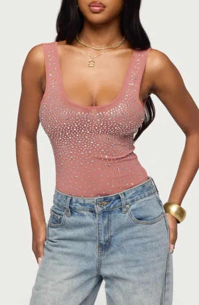Edikted Angelita Embellished Mesh Tank In Pink