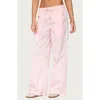 Edikted Annabella Low Rise Nylon Track Pants In Pink