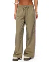 Edikted Annabella Low Rise Nylon Track Pants In Green