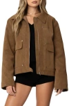 Edikted Annabelle Oversized Suede Jacket In Camel