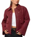 Edikted Annabelle Oversized Faux Suede Jacket In Burgundy