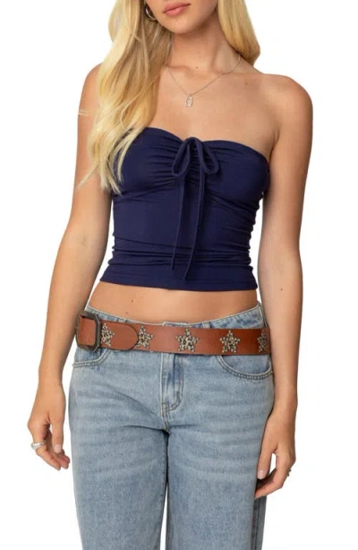 Edikted Annelise Strapless Tube Top In Navy