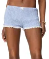 Edikted Antonia Gingham Scrunch Shorts In Light Blue