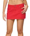 Edikted Arbel Low Rise Denim Miniskirt In Red