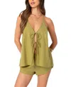 Edikted Arden Tie Front Camisole In Green