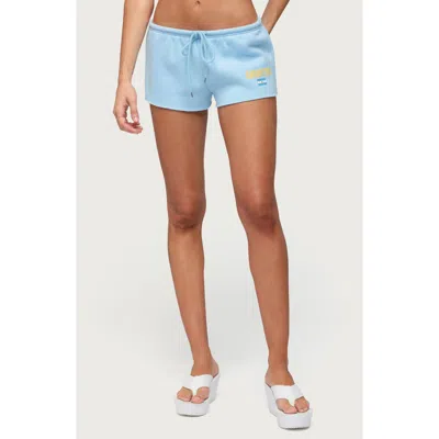 Edikted Argentina Low Rise Shorts In Blue