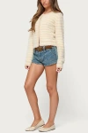 Edikted Aria Striped Fuzzy Knit Cardigan In Cream, Women's At Urban Outfitters In Neutral