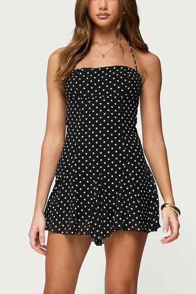 Edikted Ariah Dot Halter Minidress In Blue