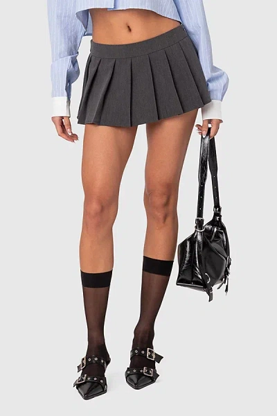 Edikted Ariana Pleated Mini Skort In Dark/gray, Women's At Urban Outfitters