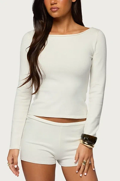 Edikted Arianna Off Shoulder Knit Sweater In Cream, Women's At Urban Outfitters In White