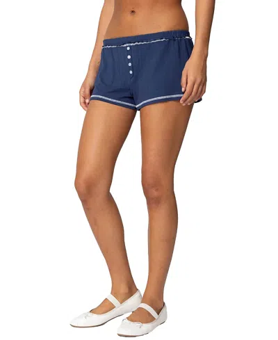 Edikted Arianne Contrast Shorts In Navy