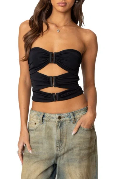 Edikted Ariella Cutout Strapless Top In Black