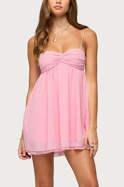 Edikted Ariellah Chiffon Babydoll Minidress In Pink