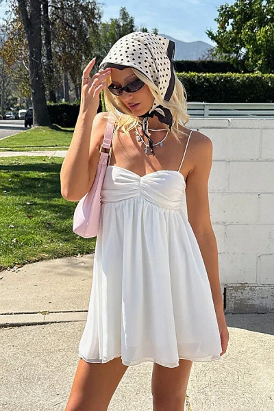 Edikted Ariellah Chiffon Babydoll Mini Dress In White, Women's At Urban Outfitters