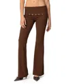 Edikted Aries Foldover Studded Waist Flare Leggings In Brown