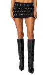 Edikted Arlette Grommet Low Rise Miniskort In Black