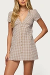 Edikted Arli Gingham Romper In Neutral