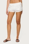 Edikted Arlie Floral Texured Sheer Shorts In White