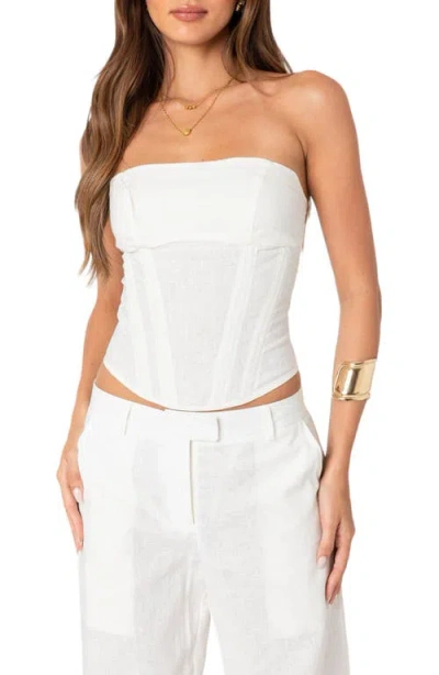 Edikted Arya Linen Corset Top In Cream