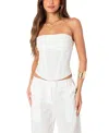Edikted Arya Linen Corset Top In Cream